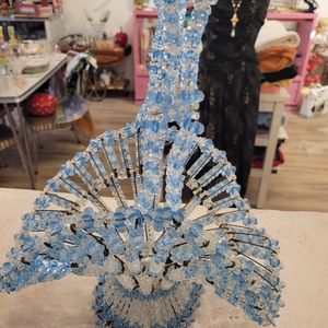 Large 13"H vintage 1960s Safety pin basket